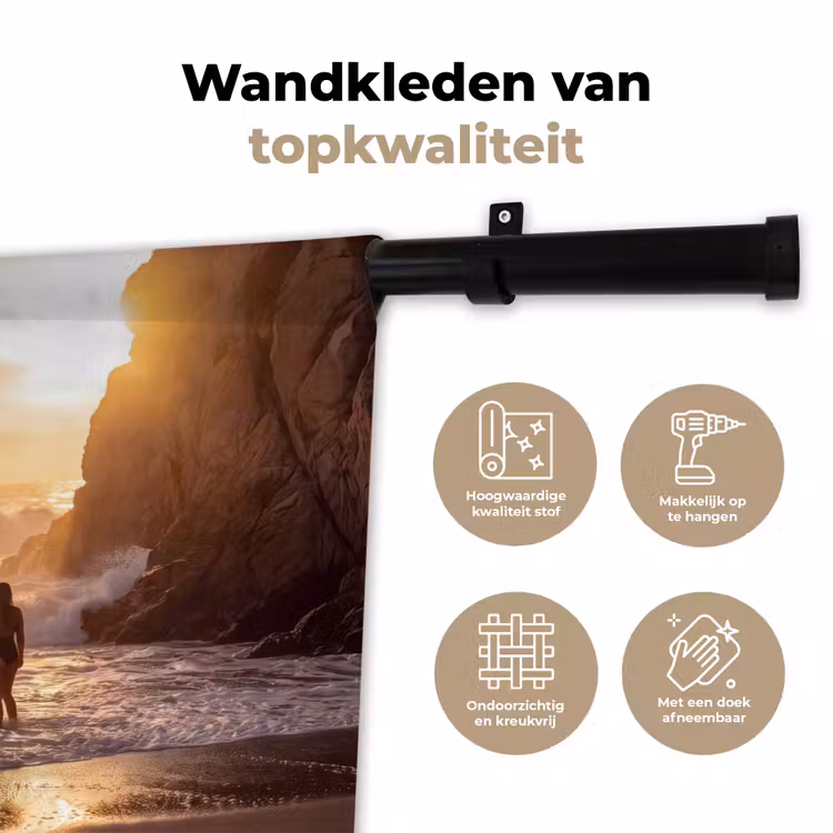 Wandkleed - Mensen - Oceaan - Zonsondergang - Kust - Goud — 3