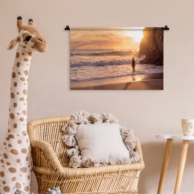 Wandkleed - Mensen - Oceaan - Zonsondergang - Kust - Goud — 5