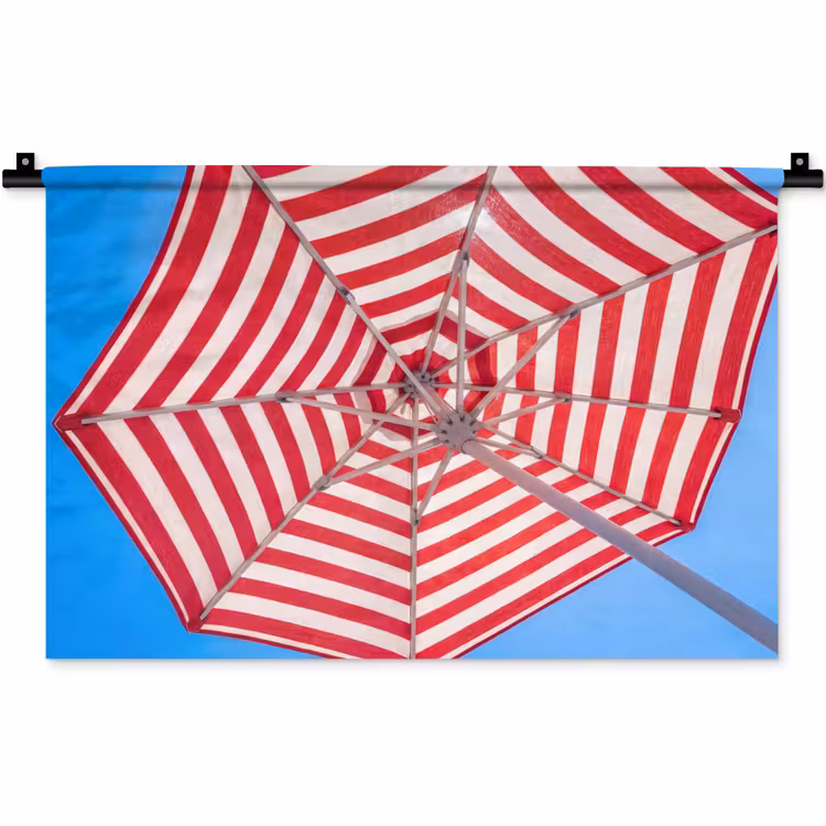 Wandkleed - Parasol - Strepen - Zomer - Rood - Blauw — 1