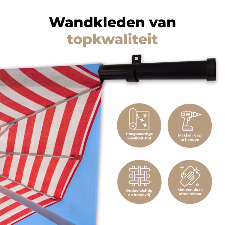 Wandkleed - Parasol - Strepen - Zomer - Rood - Blauw — 3
