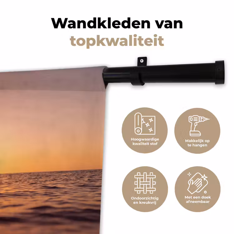 Wandkleed - Persoon - Surfen - Zonsondergang - Zee - Oranje — 3