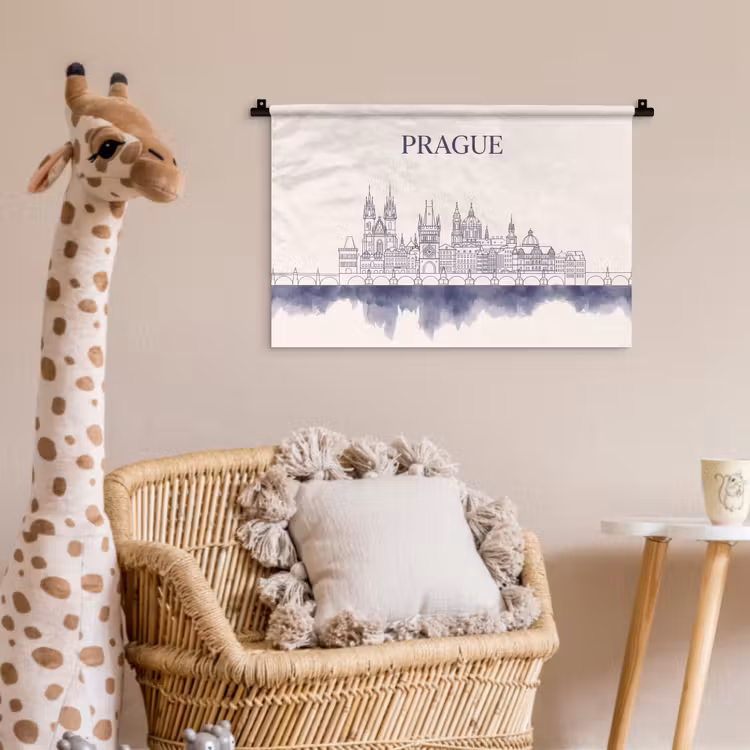 Wandkleed - Praag - Skyline - Architectuur - Blauw — 5