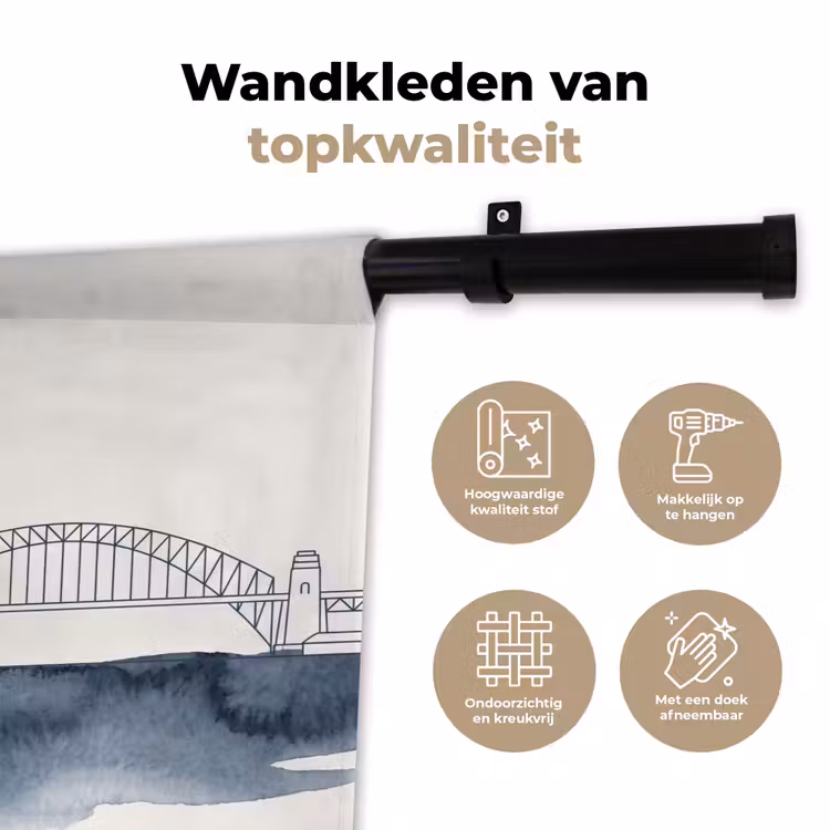 Wandkleed - Stad - Skyline - Architectuur - Minimalistisch - Blauw — 3