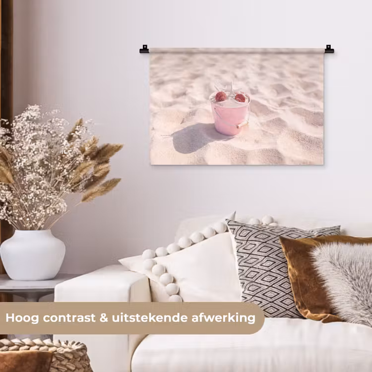 Wandkleed - Strand - Schelpen - Zomer - Roze - Decoratie — 4