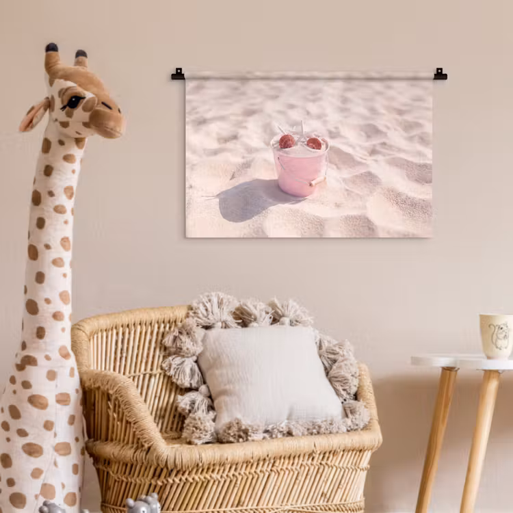 Wandkleed - Strand - Schelpen - Zomer - Roze - Decoratie — 5