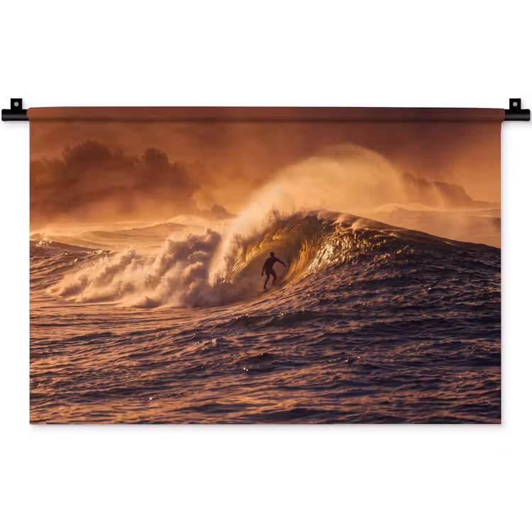 Wandkleed - Surfer - Golf - Oceaan - Sport - Oranje — 1