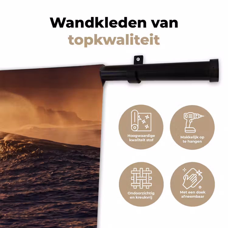 Wandkleed - Surfer - Golf - Oceaan - Sport - Oranje — 3