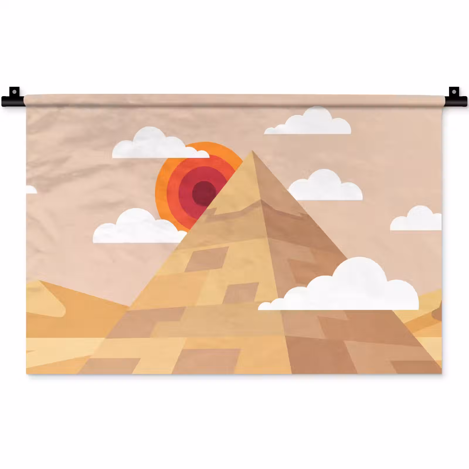 Wandkleed - Piramide - Zon - Woestijn - Modern - Oranje — 1
