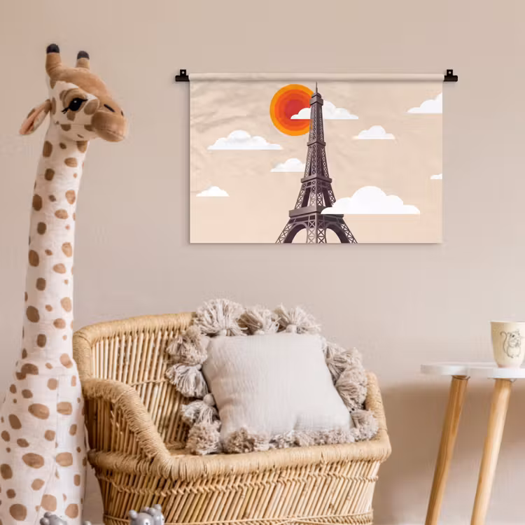 Wandkleed - Eiffeltoren - Zon - Architectuur - Abstract - Beige — 5