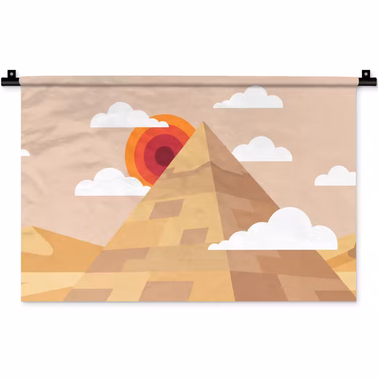 Wandkleed - Piramide - Zon - Woestijn - Modern - Oranje — 1