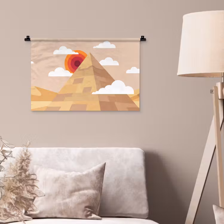 Wandkleed - Piramide - Zon - Woestijn - Modern - Oranje — 2