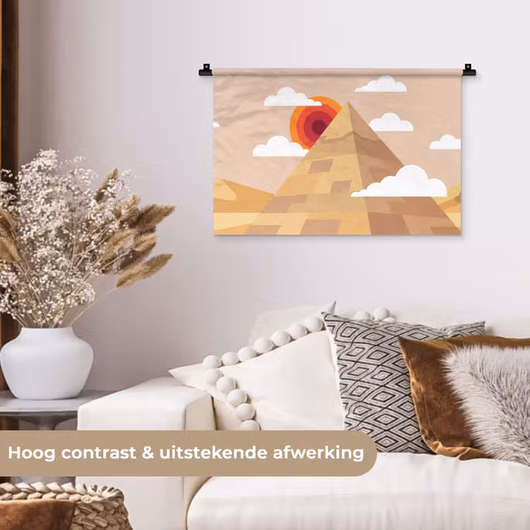 Wandkleed - Piramide - Zon - Woestijn - Modern - Oranje — 4
