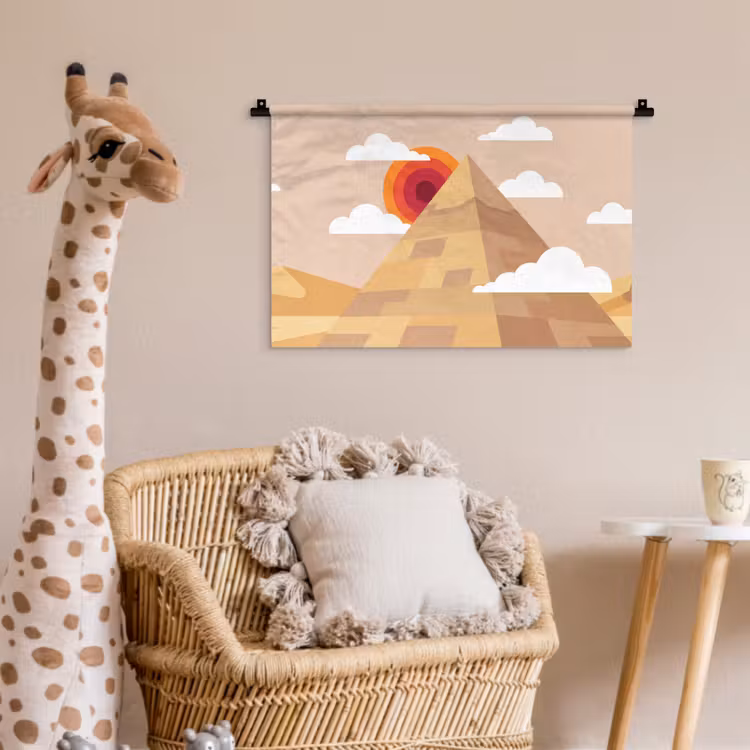 Wandkleed - Piramide - Zon - Woestijn - Modern - Oranje — 5