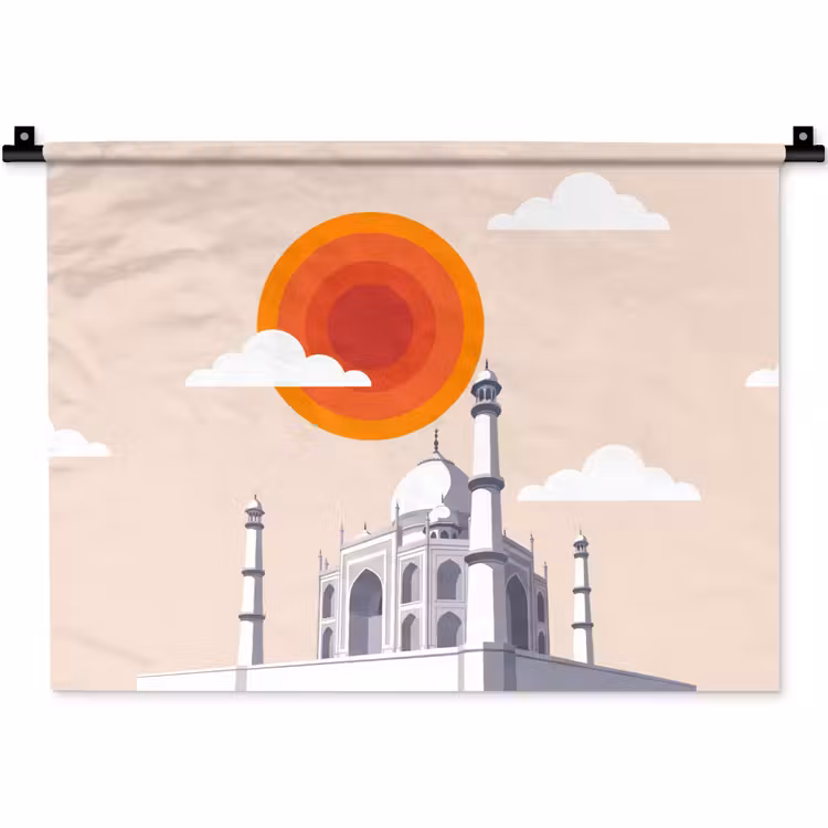 Wandkleed - Taj Mahal - Zon - Koepel - Architectuur - India - Grafisch — 1