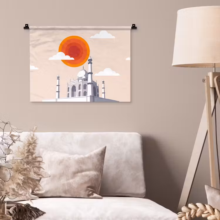 Wandkleed - Taj Mahal - Zon - Koepel - Architectuur - India - Grafisch — 2