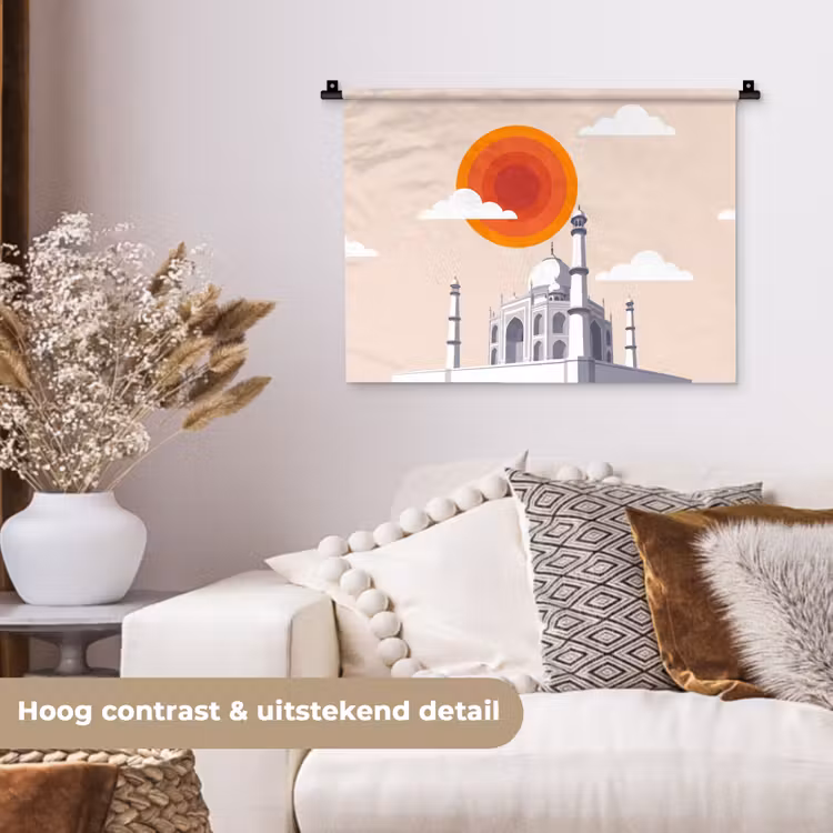 Wandkleed - Taj Mahal - Zon - Koepel - Architectuur - India - Grafisch — 5