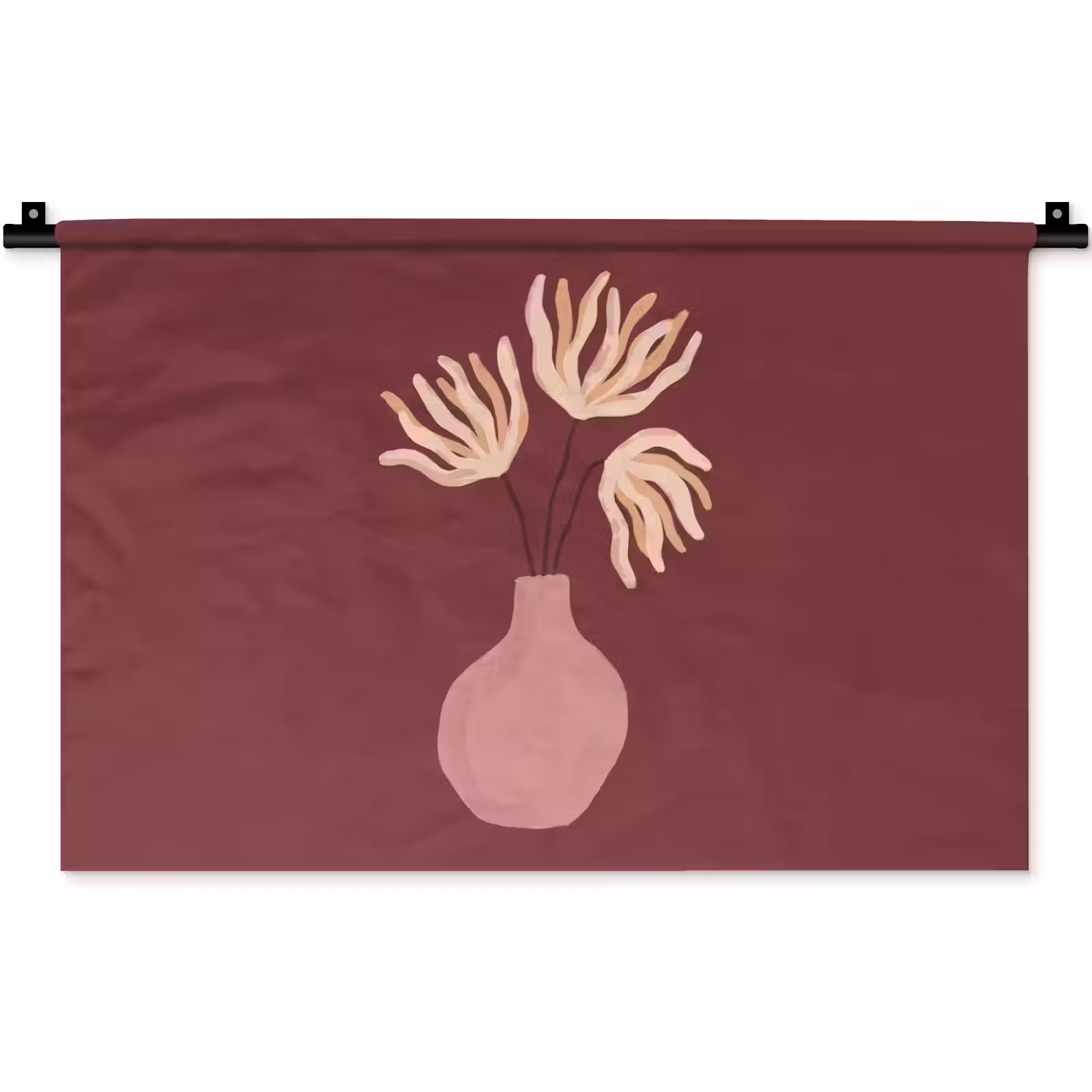 Wandkleed - Bloemen - Vaas - Abstract - Modern - Aardetinten — 1