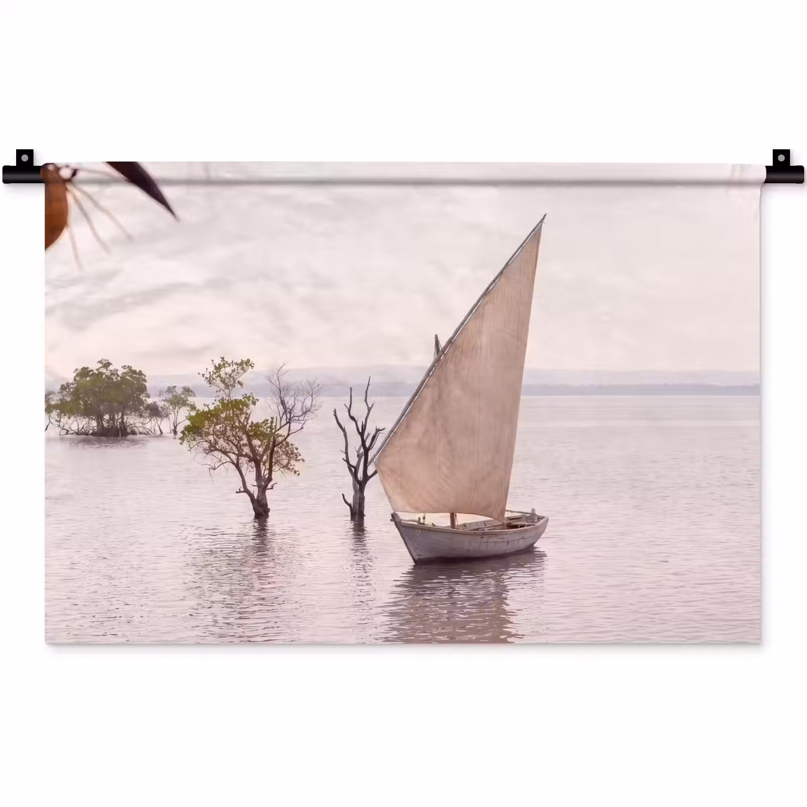 Wandkleed - Boot - Zeil - Water - Tropisch - Natuur — 1
