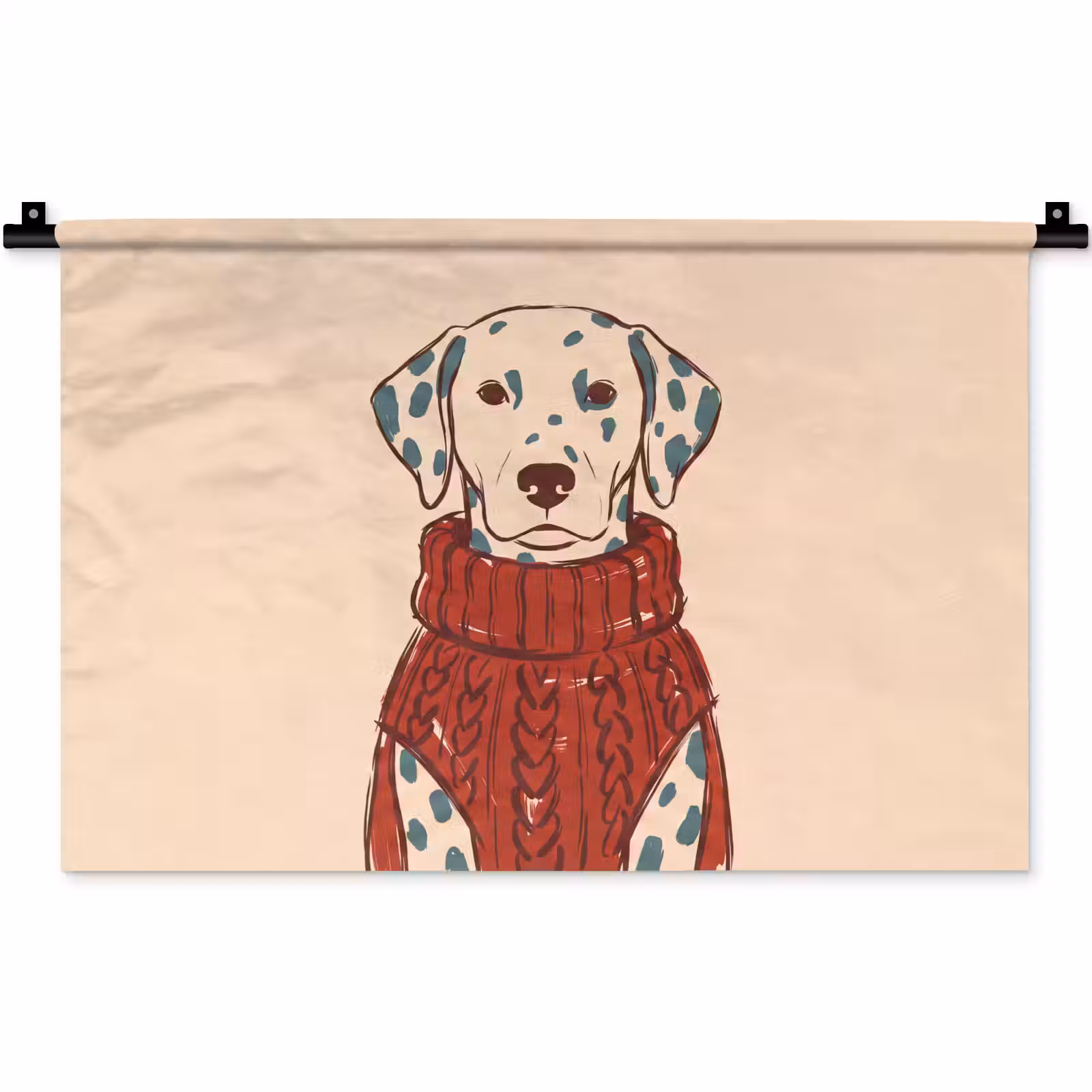 Wandkleed - Hond - Trui - Winter - Dieren - Rood — 1