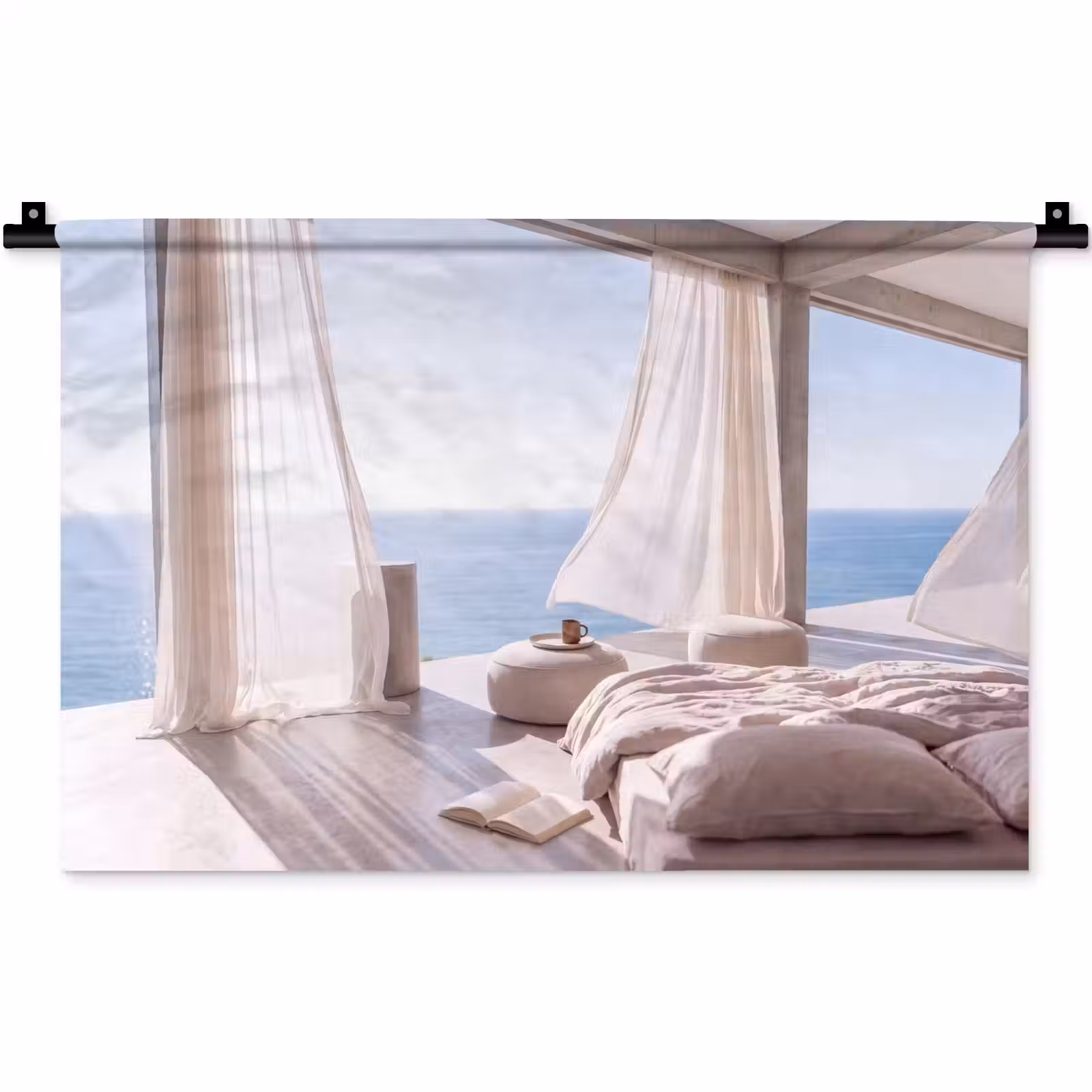 Wandkleed - Interieur - Zeezicht - Modern - Rust - Beige — 1