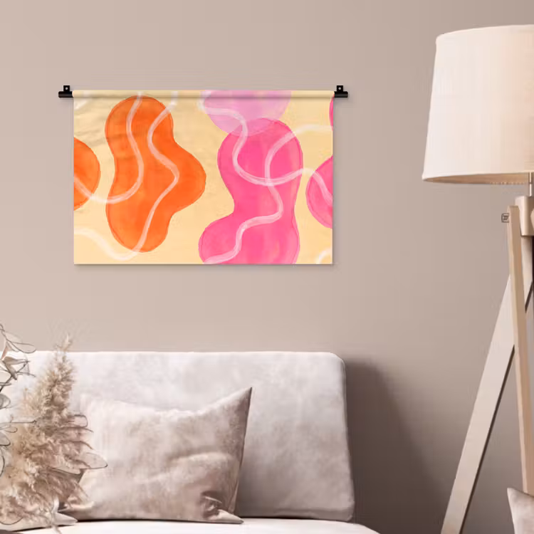 Wandkleed - Abstract - Aquarel - Organisch - Oranje - Roze — 2