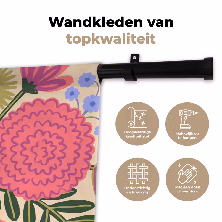 Wandkleed - Bloemen - Boeket - Natuur - Abstract - Roze — 3