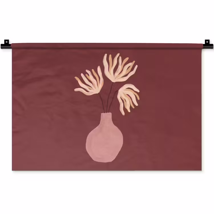 Wandkleed - Bloemen - Vaas - Abstract - Modern - Aardetinten — 1