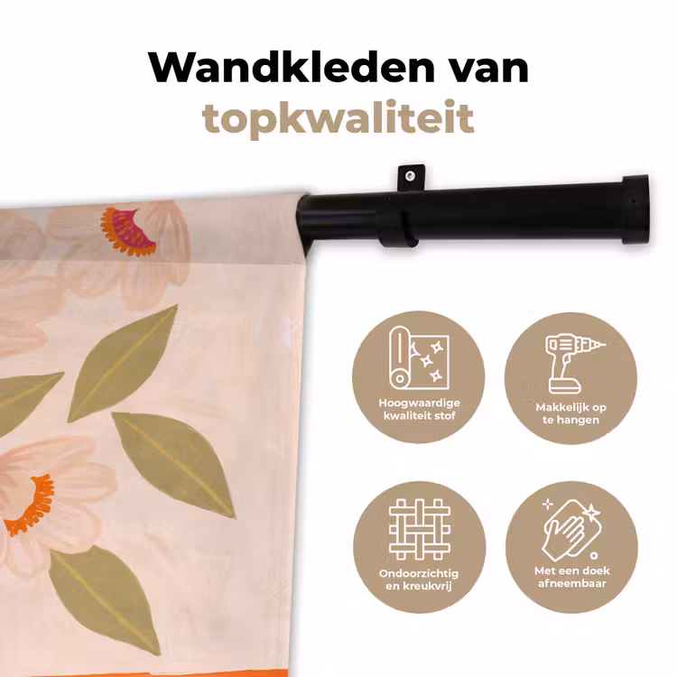Wandkleed - Bloemen - Vaas - Abstract - Paars - Oranje — 3