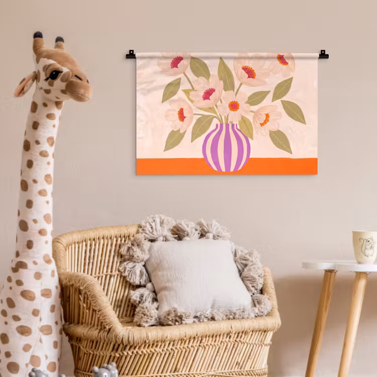 Wandkleed - Bloemen - Vaas - Abstract - Paars - Oranje — 5