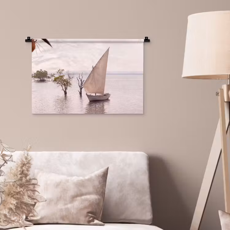 Wandkleed - Boot - Zeil - Water - Tropisch - Natuur — 2