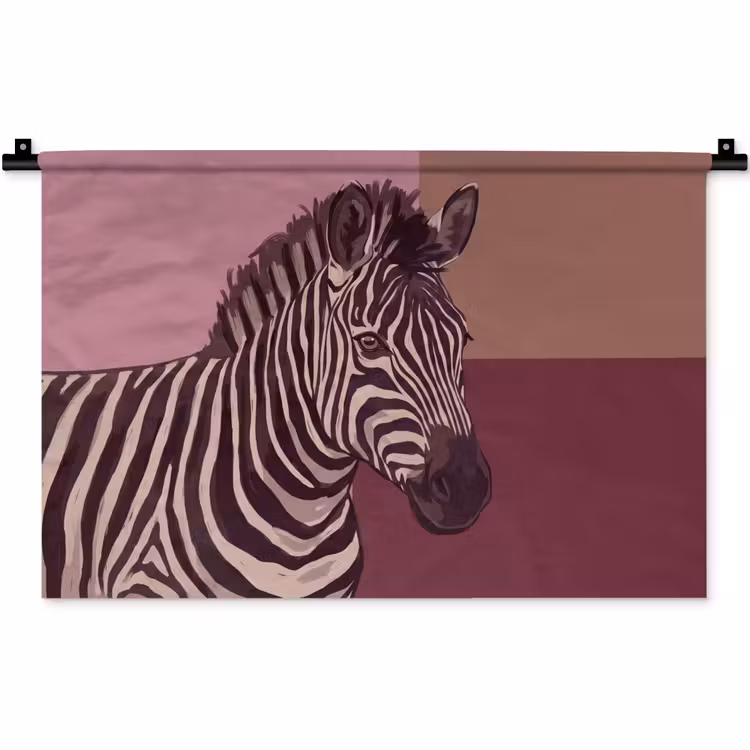 Wandkleed - Dieren - Zebrahoofd - Wildlife - Modern - Bruin — 1
