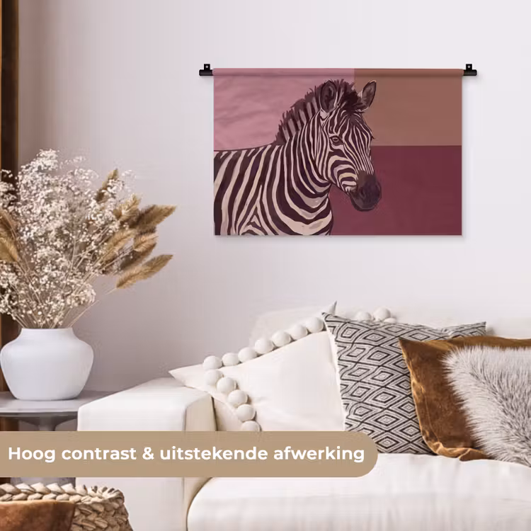 Wandkleed - Dieren - Zebrahoofd - Wildlife - Modern - Bruin — 4