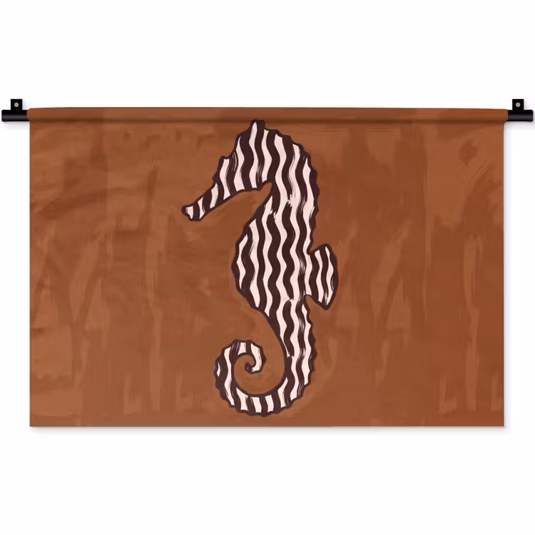 Wandkleed - Dieren - Zeepaardje - Abstract - Bruin - Strepen — 1