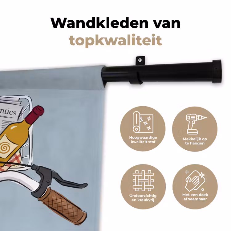 Wandkleed - Fiets - Picknick - Zomer - Illustratie — 3