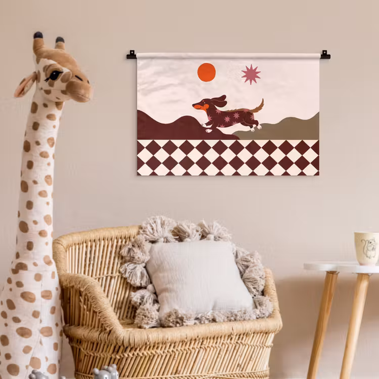 Wandkleed - Hond - Abstract - Dieren - Modern - Bruin — 5