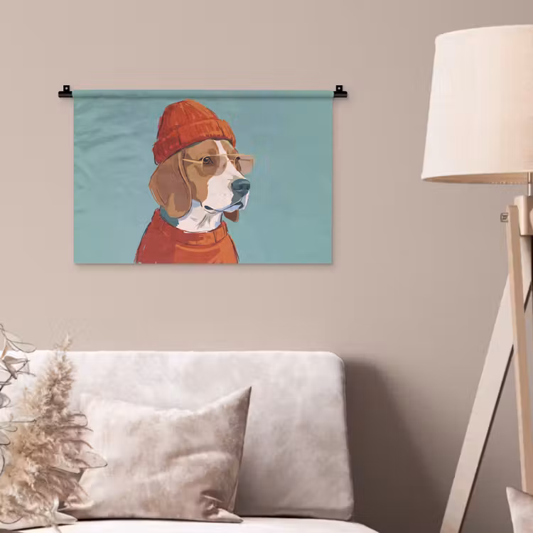 Wandkleed - Hond - Beanie - Zonnebril - Dieren - Modern — 2