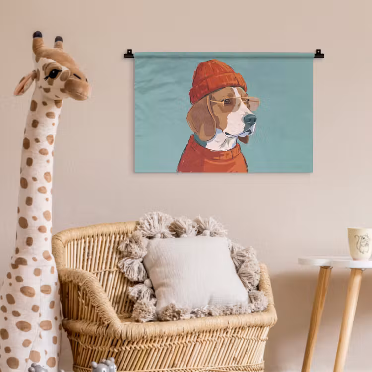 Wandkleed - Hond - Beanie - Zonnebril - Dieren - Modern — 5