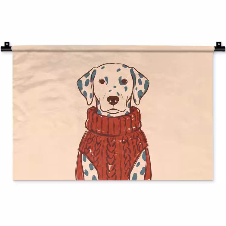 Wandkleed - Hond - Trui - Winter - Dieren - Rood — 1