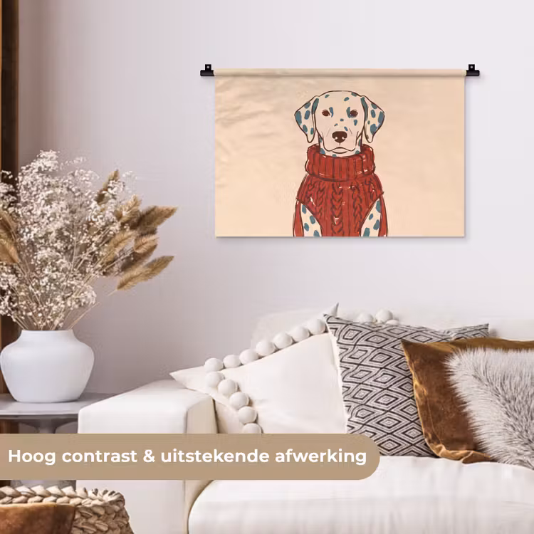 Wandkleed - Hond - Trui - Winter - Dieren - Rood — 4