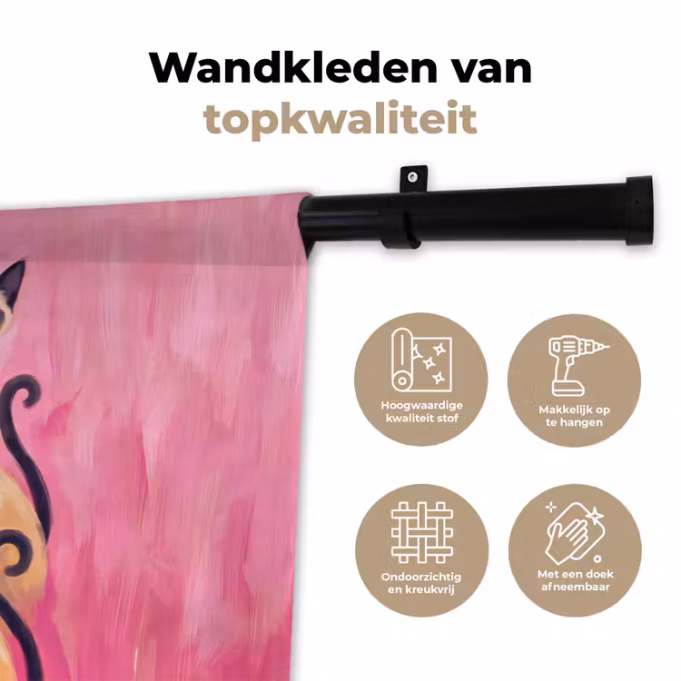 Wandkleed - Kat - Groep - Dieren - Modern - Roze — 3