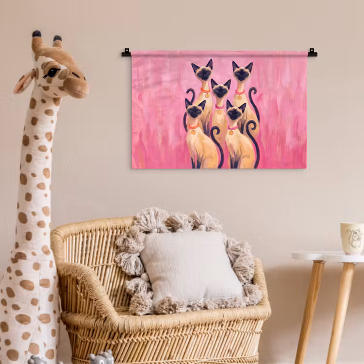 Wandkleed - Kat - Groep - Dieren - Modern - Roze — 5