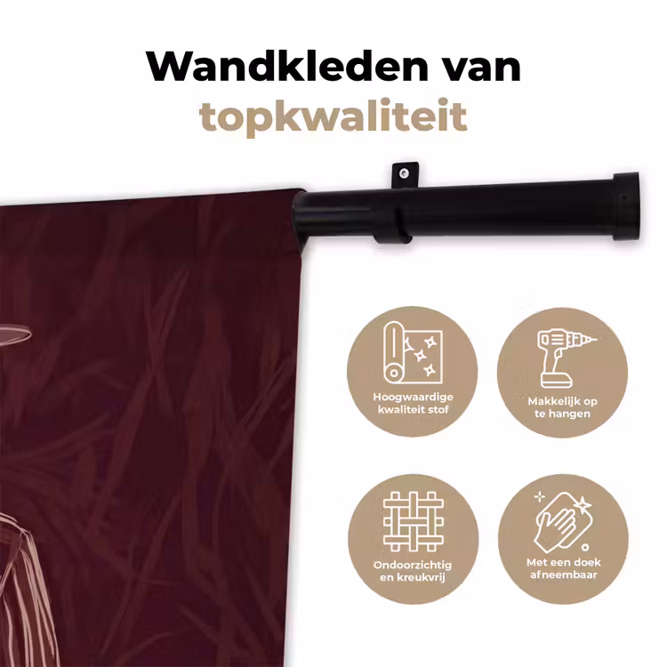 Wandkleed - Mens - Hoed - Cocktail - Abstract - Bruin — 3