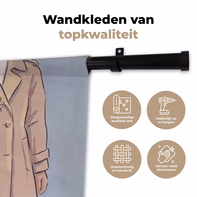 Wandkleed - Mensen - Boodschappen - Stadsleven - Modern - Kleurrijk — 3