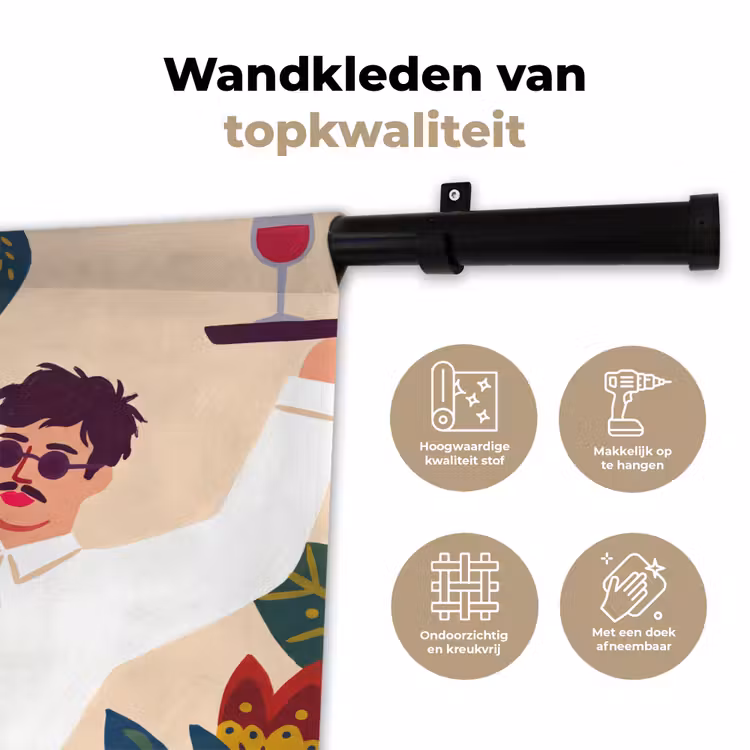 Wandkleed - Mensen - Dienblad - Eten - Modern - Kleurrijk — 3