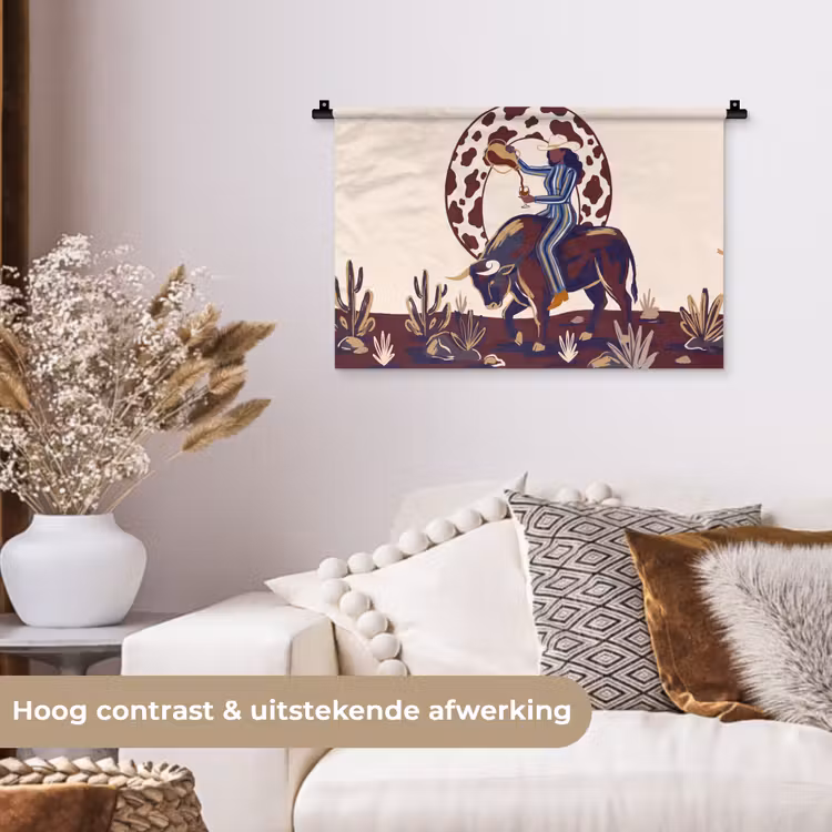 Wandkleed - Mensen - Dieren - Cowboy - Abstract - Kleurrijk — 4