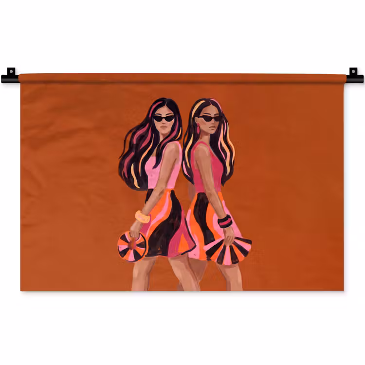 Wandkleed - Mensen - Duo - Mode - Illustratie - Kleurrijk — 1