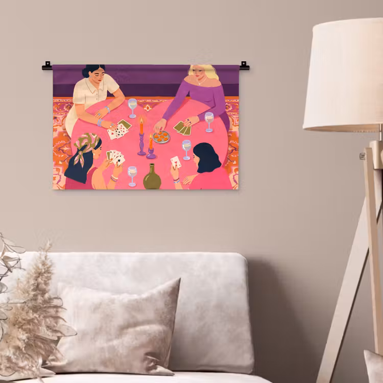 Wandkleed - Mensen - Kaartspel - Interieur - Modern - Kleurrijk — 2