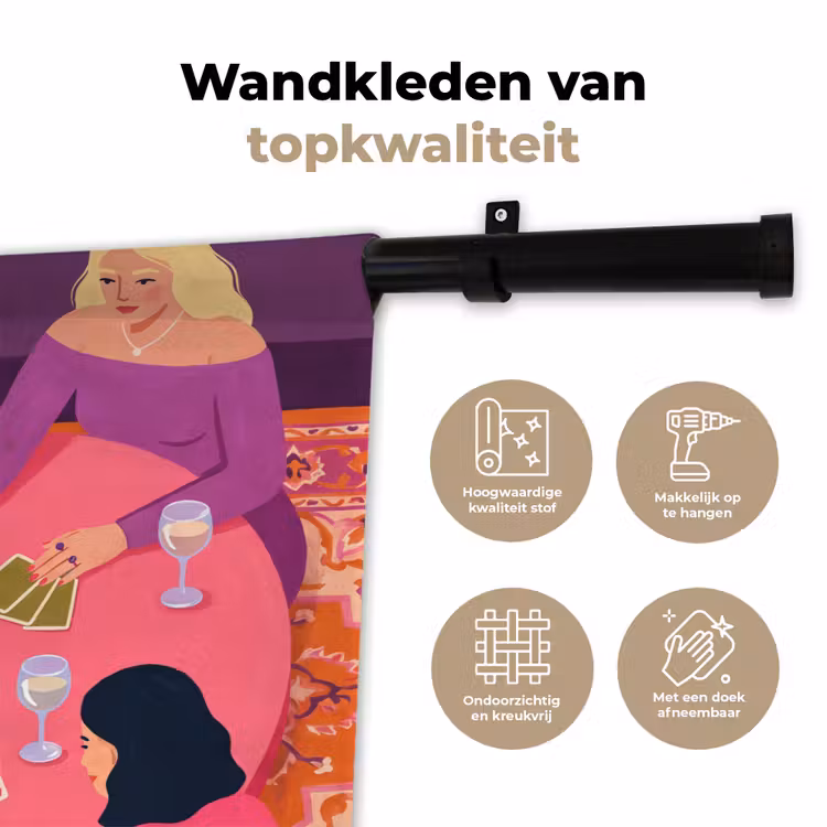 Wandkleed - Mensen - Kaartspel - Interieur - Modern - Kleurrijk — 3