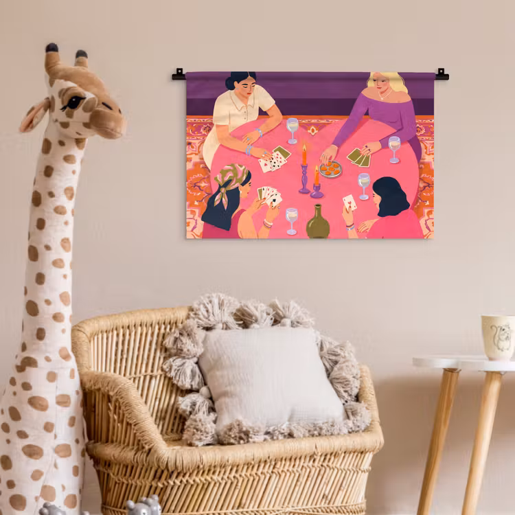 Wandkleed - Mensen - Kaartspel - Interieur - Modern - Kleurrijk — 5