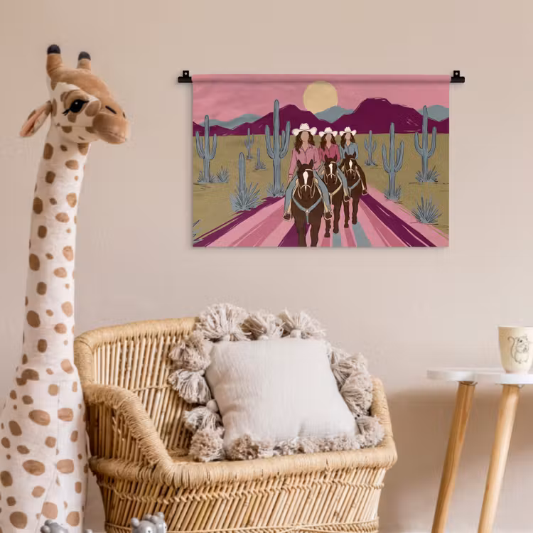 Wandkleed - Mensen - Paard - Woestijn - Abstract - Roze — 5